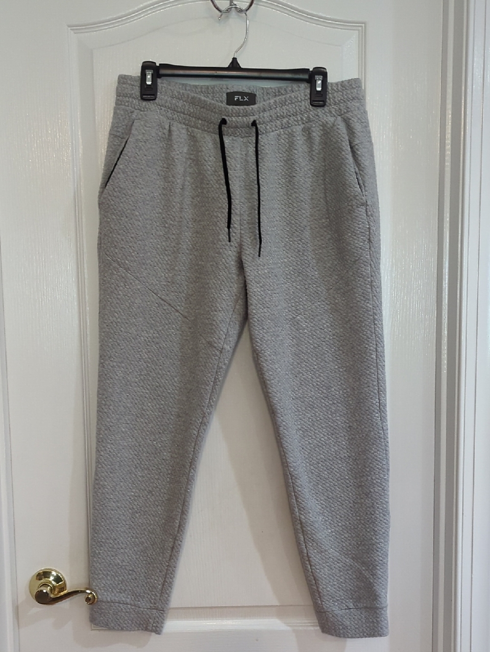 FLX Men's Gray Quilted Jogger Pants Sz M